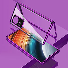 Luxury Aluminum Metal Frame Mirror Cover Case 360 Degrees for Xiaomi Poco F4 5G Purple