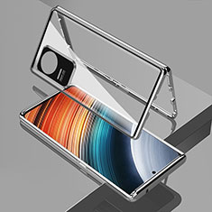 Luxury Aluminum Metal Frame Mirror Cover Case 360 Degrees for Xiaomi Poco F4 5G Silver