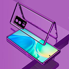 Luxury Aluminum Metal Frame Mirror Cover Case 360 Degrees for Xiaomi Poco F5 Pro 5G Purple