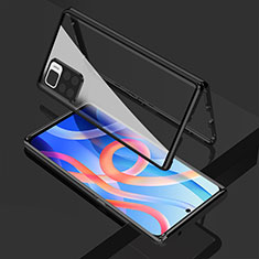 Luxury Aluminum Metal Frame Mirror Cover Case 360 Degrees for Xiaomi Poco M4 Pro 5G Black