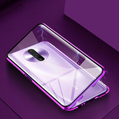 Luxury Aluminum Metal Frame Mirror Cover Case 360 Degrees for Xiaomi Poco X2 Purple