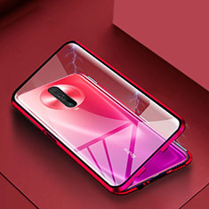 Luxury Aluminum Metal Frame Mirror Cover Case 360 Degrees for Xiaomi Poco X2 Red