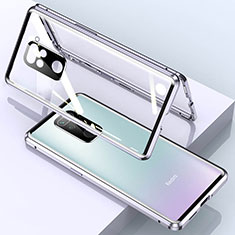 Luxury Aluminum Metal Frame Mirror Cover Case 360 Degrees for Xiaomi Redmi 10X 4G Silver