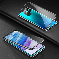 Luxury Aluminum Metal Frame Mirror Cover Case 360 Degrees for Xiaomi Redmi 10X 5G Black