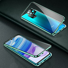 Luxury Aluminum Metal Frame Mirror Cover Case 360 Degrees for Xiaomi Redmi 10X Pro 5G Green