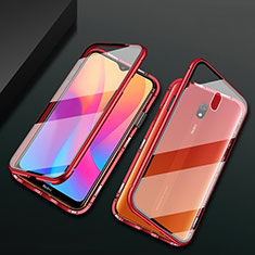Luxury Aluminum Metal Frame Mirror Cover Case 360 Degrees for Xiaomi Redmi 8A Red