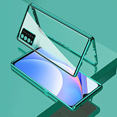 Luxury Aluminum Metal Frame Mirror Cover Case 360 Degrees for Xiaomi Redmi 9T 4G Green
