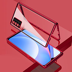 Luxury Aluminum Metal Frame Mirror Cover Case 360 Degrees for Xiaomi Redmi 9T 4G Red