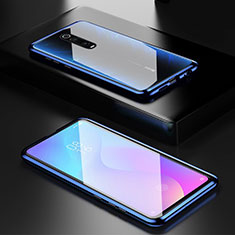 Luxury Aluminum Metal Frame Mirror Cover Case 360 Degrees for Xiaomi Redmi K20 Blue