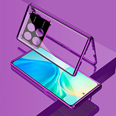 Luxury Aluminum Metal Frame Mirror Cover Case 360 Degrees for Xiaomi Redmi K70 Pro 5G Purple