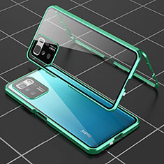 Luxury Aluminum Metal Frame Mirror Cover Case 360 Degrees for Xiaomi Redmi Note 10 Pro 5G Green