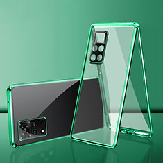Luxury Aluminum Metal Frame Mirror Cover Case 360 Degrees for Xiaomi Redmi Note 11 4G (2022) Green
