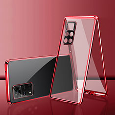 Luxury Aluminum Metal Frame Mirror Cover Case 360 Degrees for Xiaomi Redmi Note 11 4G (2022) Red