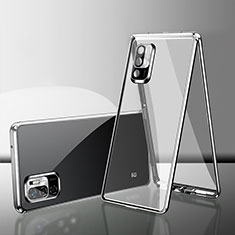 Luxury Aluminum Metal Frame Mirror Cover Case 360 Degrees for Xiaomi Redmi Note 11 SE 5G Silver