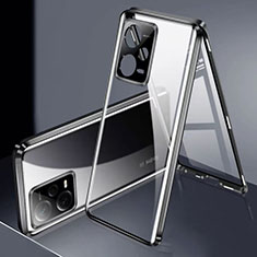 Luxury Aluminum Metal Frame Mirror Cover Case 360 Degrees for Xiaomi Redmi Note 12 5G Black