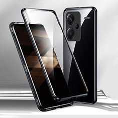 Luxury Aluminum Metal Frame Mirror Cover Case 360 Degrees for Xiaomi Redmi Note 13 Pro+ Plus 5G Black