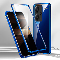 Luxury Aluminum Metal Frame Mirror Cover Case 360 Degrees for Xiaomi Redmi Note 13 Pro+ Plus 5G Blue