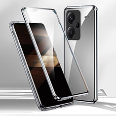 Luxury Aluminum Metal Frame Mirror Cover Case 360 Degrees for Xiaomi Redmi Note 13 Pro+ Plus 5G Silver