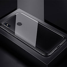 Luxury Aluminum Metal Frame Mirror Cover Case 360 Degrees for Xiaomi Redmi Note 7 Pro Black