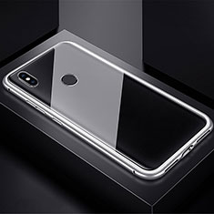 Luxury Aluminum Metal Frame Mirror Cover Case 360 Degrees for Xiaomi Redmi Note 7 Silver