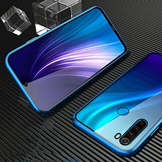 Luxury Aluminum Metal Frame Mirror Cover Case 360 Degrees for Xiaomi Redmi Note 8 (2021) Blue