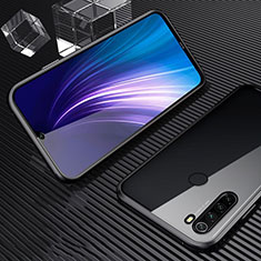 Luxury Aluminum Metal Frame Mirror Cover Case 360 Degrees for Xiaomi Redmi Note 8T Black