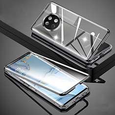 Luxury Aluminum Metal Frame Mirror Cover Case 360 Degrees for Xiaomi Redmi Note 9T 5G Black
