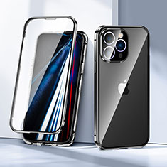 Luxury Aluminum Metal Frame Mirror Cover Case 360 Degrees LK1 for Apple iPhone 13 Pro Black