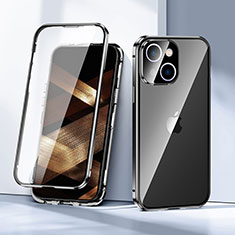 Luxury Aluminum Metal Frame Mirror Cover Case 360 Degrees LK1 for Apple iPhone 15 Plus Black