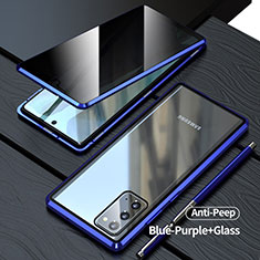 Luxury Aluminum Metal Frame Mirror Cover Case 360 Degrees LK1 for Samsung Galaxy Note 20 5G Blue