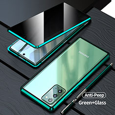 Luxury Aluminum Metal Frame Mirror Cover Case 360 Degrees LK1 for Samsung Galaxy Note 20 5G Green