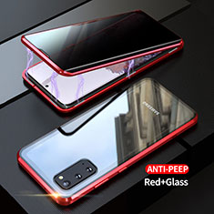 Luxury Aluminum Metal Frame Mirror Cover Case 360 Degrees LK1 for Samsung Galaxy S20 5G Red