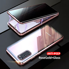 Luxury Aluminum Metal Frame Mirror Cover Case 360 Degrees LK1 for Samsung Galaxy S20 5G Rose Gold
