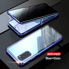 Luxury Aluminum Metal Frame Mirror Cover Case 360 Degrees LK1 for Samsung Galaxy S20 Blue