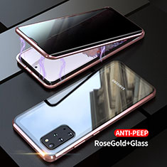 Luxury Aluminum Metal Frame Mirror Cover Case 360 Degrees LK1 for Samsung Galaxy S20 Plus 5G Rose Gold