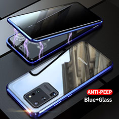 Luxury Aluminum Metal Frame Mirror Cover Case 360 Degrees LK1 for Samsung Galaxy S20 Ultra 5G Blue