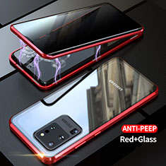 Luxury Aluminum Metal Frame Mirror Cover Case 360 Degrees LK1 for Samsung Galaxy S20 Ultra 5G Red