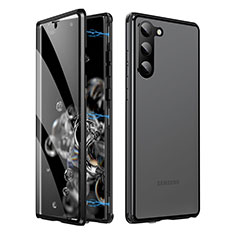 Luxury Aluminum Metal Frame Mirror Cover Case 360 Degrees LK1 for Samsung Galaxy S22 Plus 5G Black