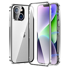 Luxury Aluminum Metal Frame Mirror Cover Case 360 Degrees LK2 for Apple iPhone 14 Silver