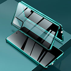 Luxury Aluminum Metal Frame Mirror Cover Case 360 Degrees LK2 for Samsung Galaxy Note 20 5G Green