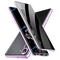 Luxury Aluminum Metal Frame Mirror Cover Case 360 Degrees LK2 for Samsung Galaxy S22 Plus 5G Purple