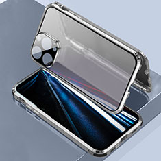 Luxury Aluminum Metal Frame Mirror Cover Case 360 Degrees LK3 for Apple iPhone 13 Pro Max Silver