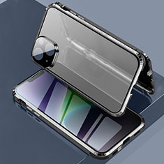 Luxury Aluminum Metal Frame Mirror Cover Case 360 Degrees LK3 for Apple iPhone 14 Black
