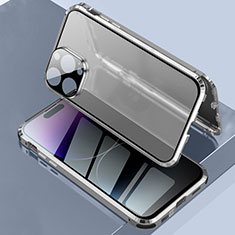 Luxury Aluminum Metal Frame Mirror Cover Case 360 Degrees LK3 for Apple iPhone 14 Pro Max Silver