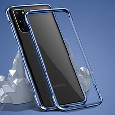 Luxury Aluminum Metal Frame Mirror Cover Case 360 Degrees LK3 for Samsung Galaxy S20 Plus 5G Blue