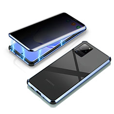 Luxury Aluminum Metal Frame Mirror Cover Case 360 Degrees LK4 for Samsung Galaxy S20 Ultra Blue