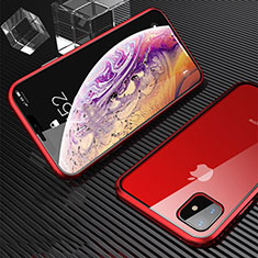 Luxury Aluminum Metal Frame Mirror Cover Case 360 Degrees M01 for Apple iPhone 11 Red