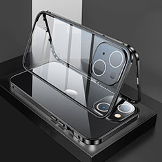 Luxury Aluminum Metal Frame Mirror Cover Case 360 Degrees M01 for Apple iPhone 13 Mini Black