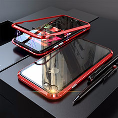 Luxury Aluminum Metal Frame Mirror Cover Case 360 Degrees M01 for Apple iPhone 8 Red
