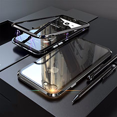 Luxury Aluminum Metal Frame Mirror Cover Case 360 Degrees M01 for Apple iPhone SE3 2022 Black